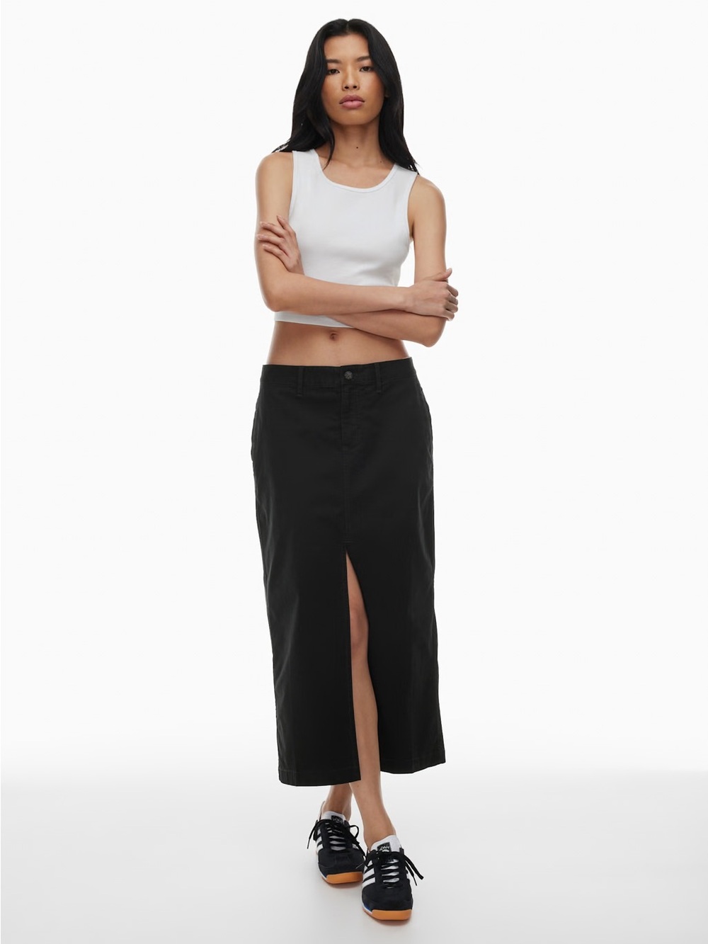 Tna Westwood Chino Skirt Black High-Slit Maxi Skirt